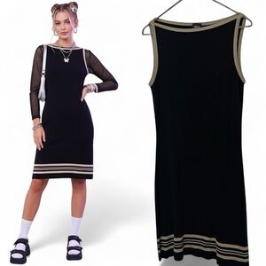 French Curve Black Racer Tank Knit Dress 90sCoquette (S) Stretch Soft Grunge y2k